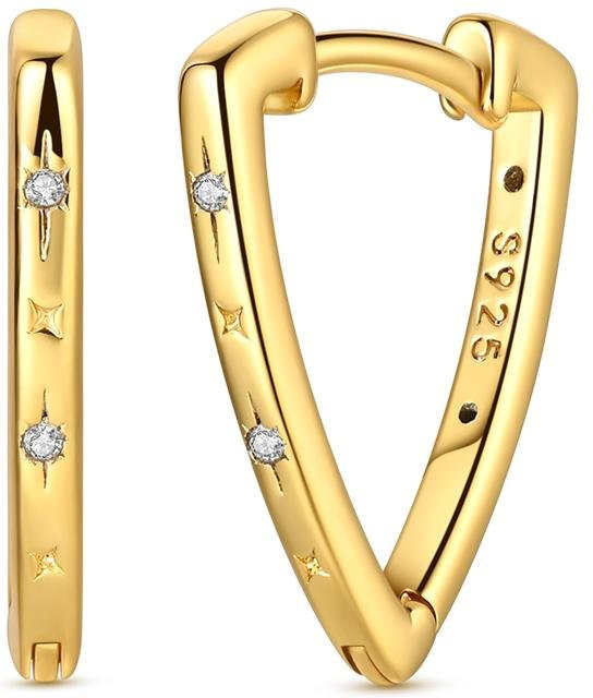 Lucky Star Jewelry Creolen, 925 Silber, Kupfer, Goldfarbe, Zirkonia, Damen - Bild 1