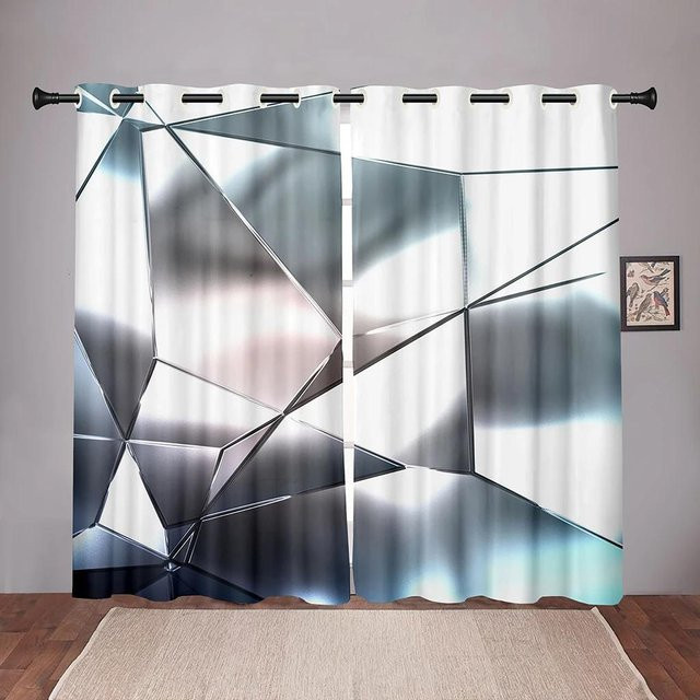 Yiran Furniture Verdunkelungsvorhänge mit glänzender Luxus-Textur, Schwarz, B: 55 cm x H: 120 cm, 2er-Set mit Ösen - Bild 1