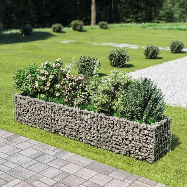 vidaXL Gabionen-Hochbeet aus verzinktem Stahl in Silber und Grau, B/T/H: 270 x 50 x 50 cm - Bild 3