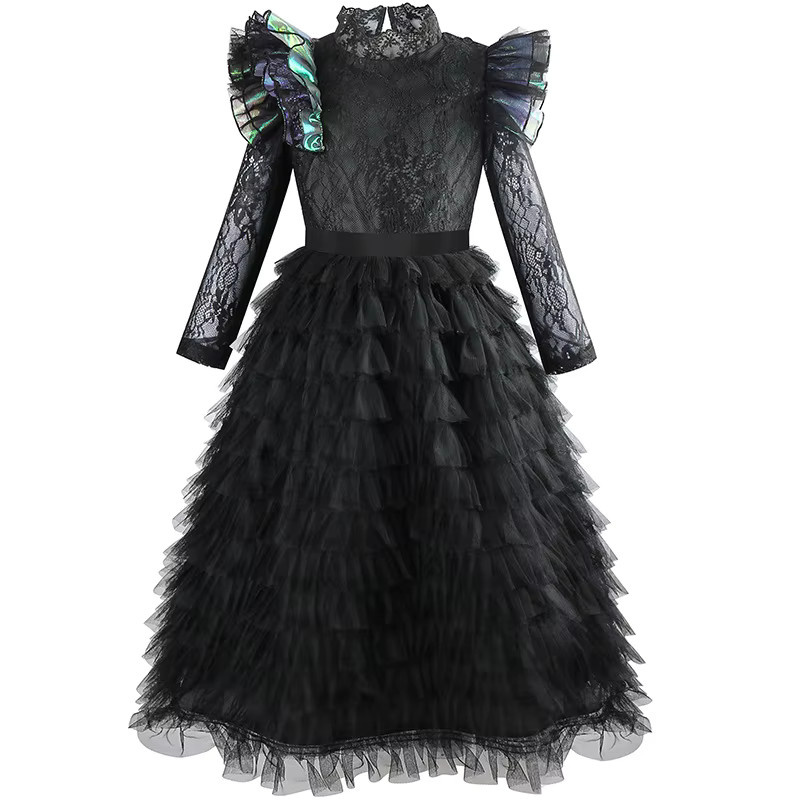keaiyouhuo Hexenkostüm Prinzessin, Kleid mit Umhang, Schwarz - Bild 3