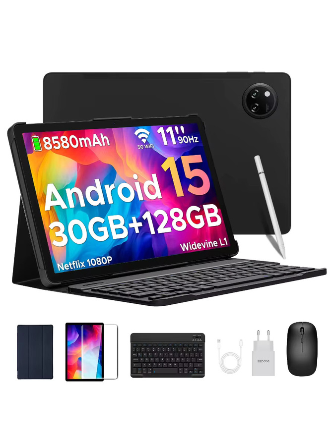 DOOGEE Tab A9 Pro+ Tablet-PC mit Android 15, 11 Zoll Bildschirm, 30GB RAM, 128GB Speicher, 8580mAh Akku und Dualen Lautsprechern in Schwarz - Bild 4