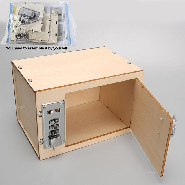 Binchi DIY Holz Passwortbox, mechanisches Schloss, Pädagogische Geldsparbank, Spielzeug für Kinder - Bild 1