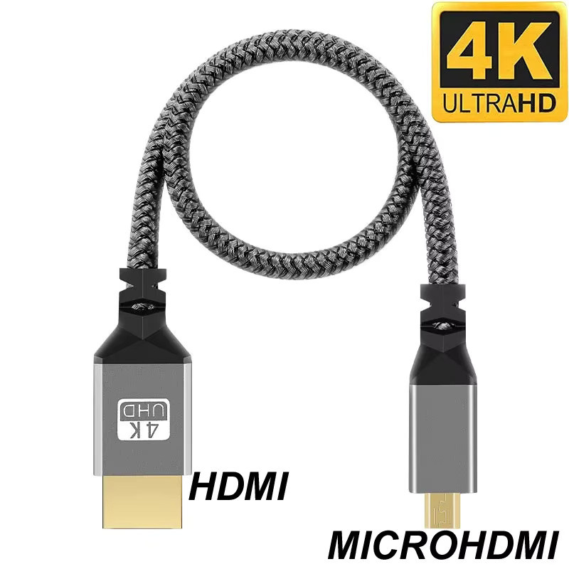 BSN Micro-HDMI-auf-HDMI-Verlängerungskabel in Schwarz mit Nylon-Geflecht für HD 4K@60Hz - Bild 2