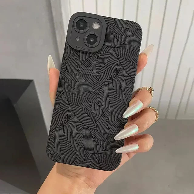 Stoßfeste Silikonhülle Art Flower Black Style für iPhone 15 14 13 12 11 Pro Max XS X XR 7 8 Plus SE 2022 in Schwarz - Bild 1