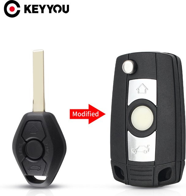 KEYYOU Schlüsselgehäuse mit Klinge für BMW E38 E39 E46 X3 X5 Z3 Z4 1/3/5/7 Serie, Schwarz - Bild 1