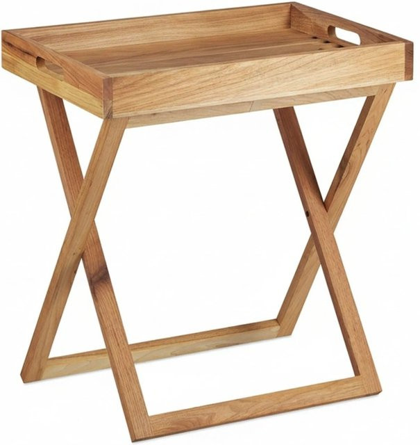 Relaxdays Tabletttisch aus Walnuss-Holz klappbar, braun, B/T/H: 54 x 52 x 36 cm - Bild 1
