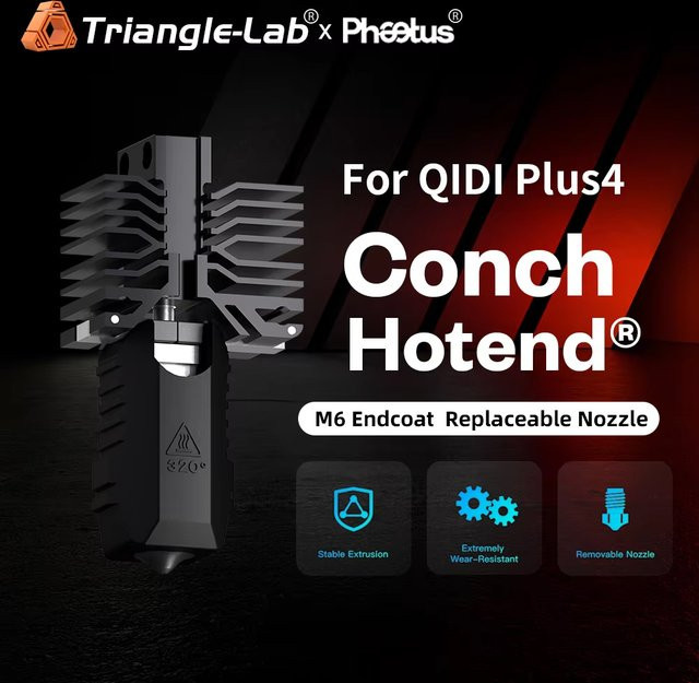 Trianglelab & Phaetus Conch Hotend für QIDI Plus4 mit abnehmbarer EndCoat-Düse für stabile Extrusion - Bild 1