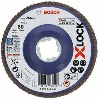 Bosch Fächerschleifscheibe X571 Best for Metal in Blau, Durchmesser: 125 mm, Körnung: 60 - Bild 1