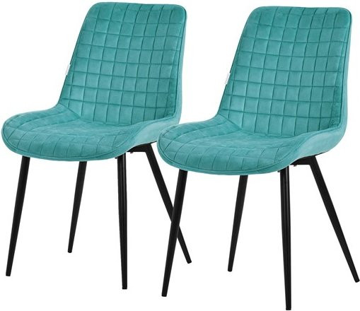 2er Set Esszimmerstühle ML-Design in Petrol mit Samtbezug und Stahlbeinen - Bild 1