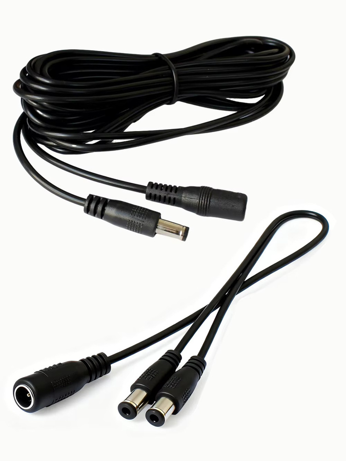 DC Power Splitter Kabel 1 Buchse auf 2 Stecker DC 5,5x2,1mm 18AWG 5 m Verlängerungskabel für LED Streifen und CCTV Kamera in Schwarz - Bild 5