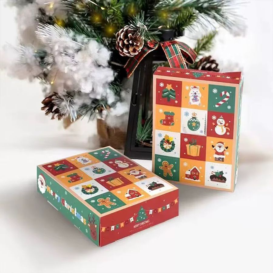 Runto 5er Set Weihnachts Adventskalender Lochboxen mit 12 Gittern in Multicolor für Weihnachtsgeschenke und Weihnachtsfeiern - Bild 3