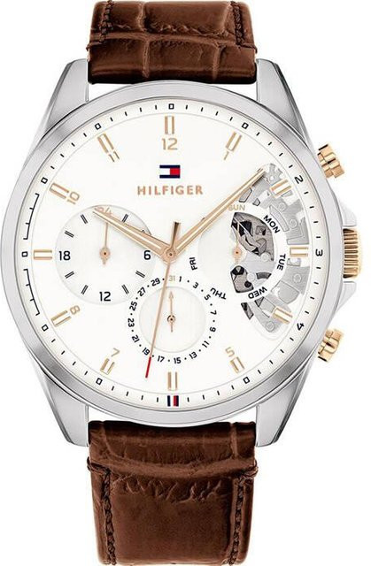 Tommy Hilfiger Herrenuhr, Edelstahl, Leder, Grau, Analoguhr - Bild 1