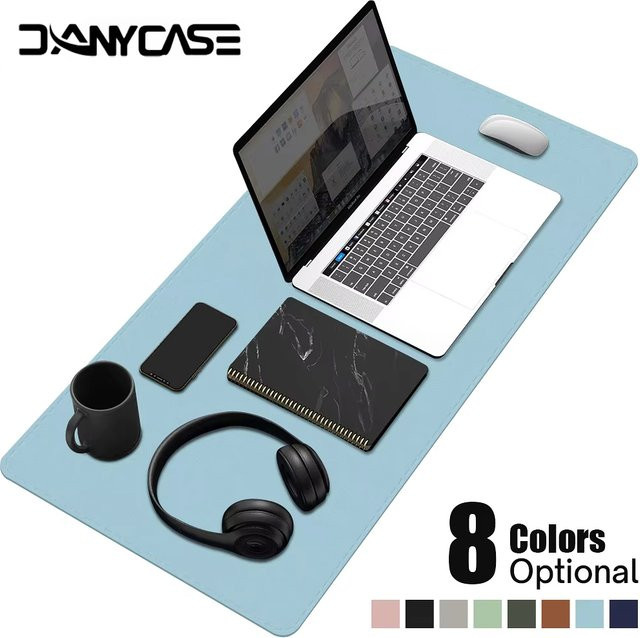 DANYCASE Schreibtischunterlage aus wasserdichtem PU-Leder in Blau, rutschfeste Mauspad- und Tastaturmatte für Computer und Laptop - Bild 1