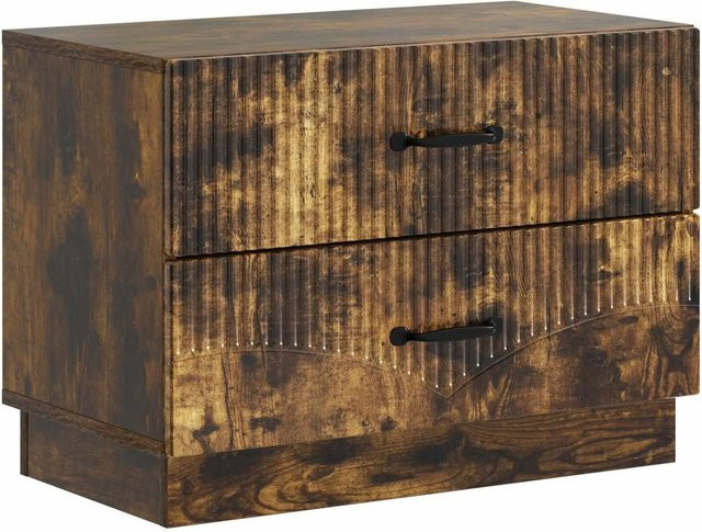 vidaXL Nachttisch in Geräucherte Eiche, Modernes Design, Braun, B/T/H: 62 x 34,5 x 44,5 cm - Bild 1