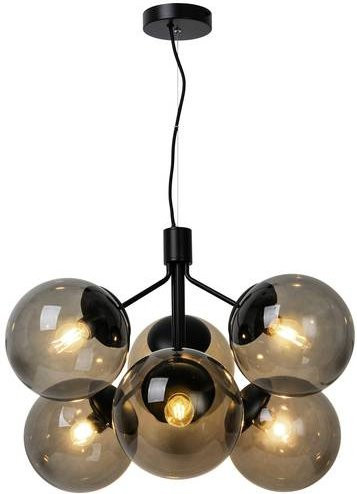 Nordlux Ivona 6-Spot Pendelleuchte Schwarz mit transparenten Glaskugeln und E27 Fassung - Bild 1