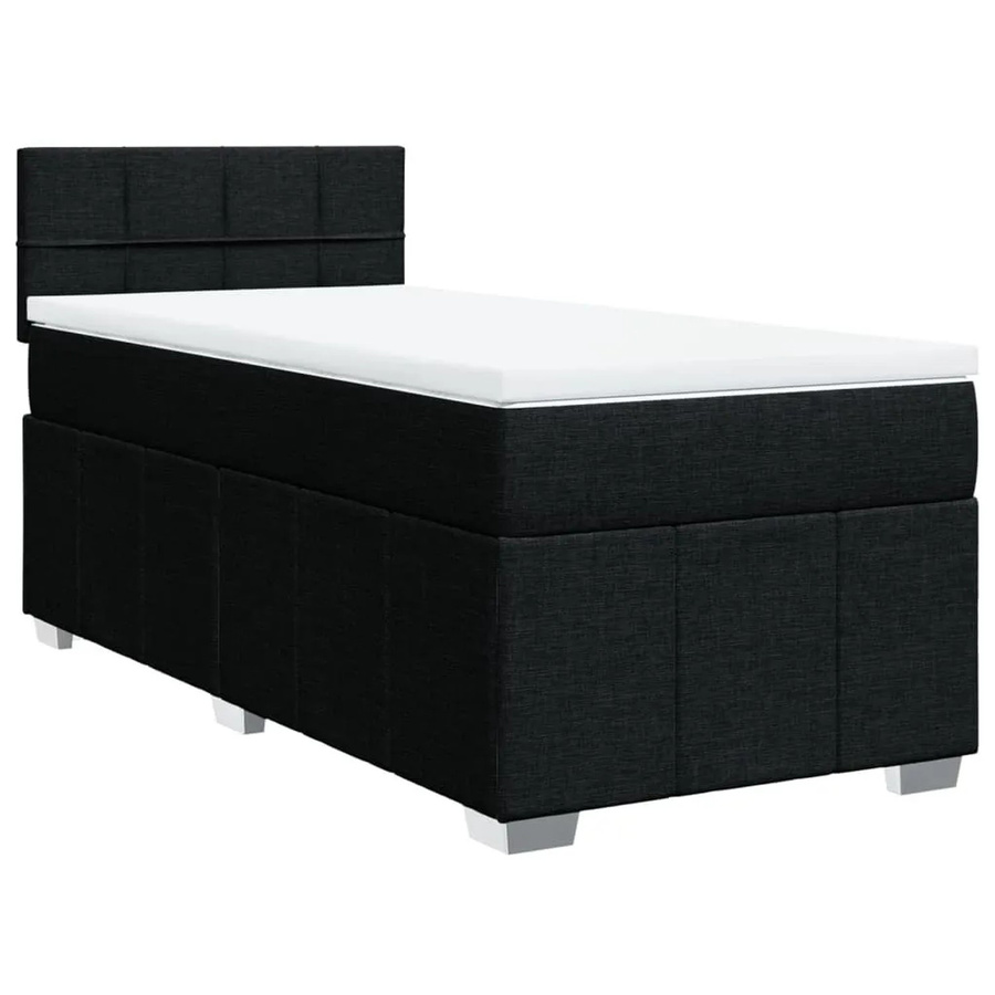 vidaXL Boxspringbett mit Matratze Schwarz, Hybrid-Bett mit Taschenfederkern aus Stoff, B/T: 90 x 190 cm - Bild 2