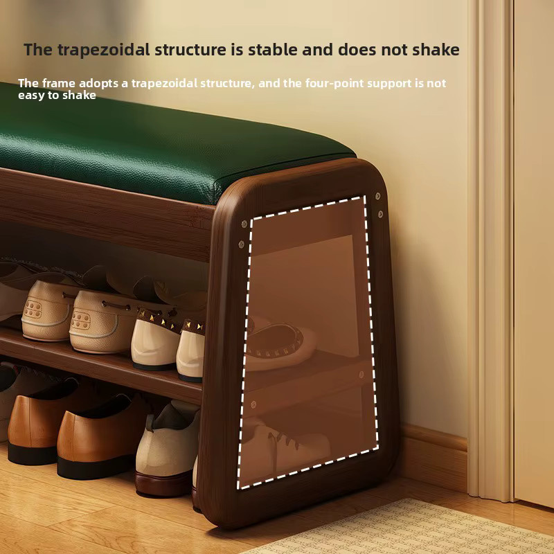 Multifunktionale Aufbewahrungsbank von MOYU als Schuhregal mit abnehmbarem Kissen in Grün und Braun, moderne Ottomane für Flur, Wohnzimmer oder Schlafzimmer, B/T/H: 60 x 34 x 42 cm - Bild 2