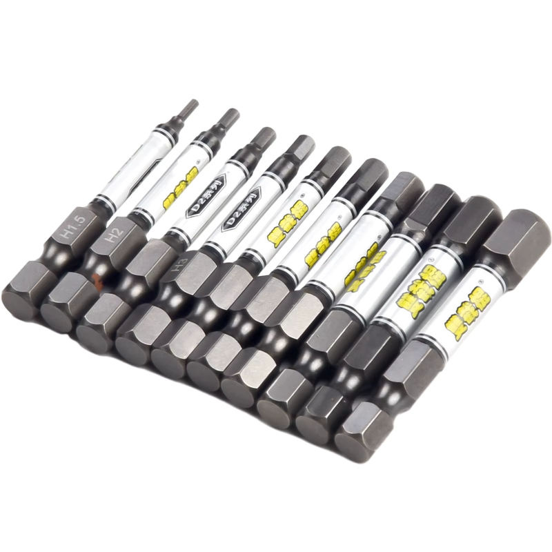 Vibratite 10er Set Magnetischer Bit Halter mit 10 Löchern für Kreuz, Sechseck und Torx, 1/4 Zoll Hex Shanks, Silber - Bild 3