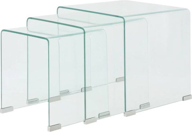 Vidaxl Nesting Set Beistelltische aus modernem transparentem Glas, 3 Stück - Bild 1