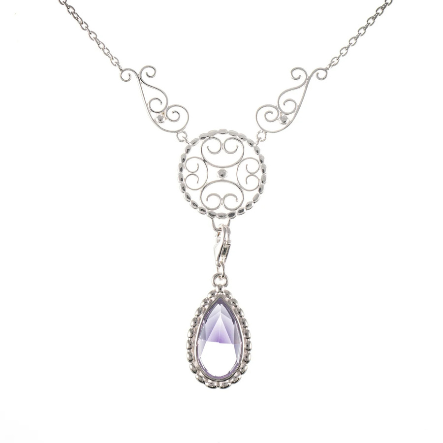 Collier Signature, 925 Silber, wechselbarer Stein, flieder, Damen - Bild 1
