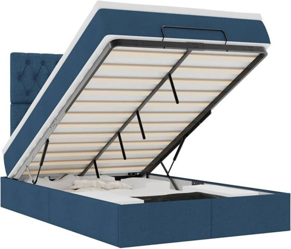 vidaxl Polsterbett Ottoman mit Matratze aus Stoff in Blau, B/T/H: 120 x 200 cm - Bild 1