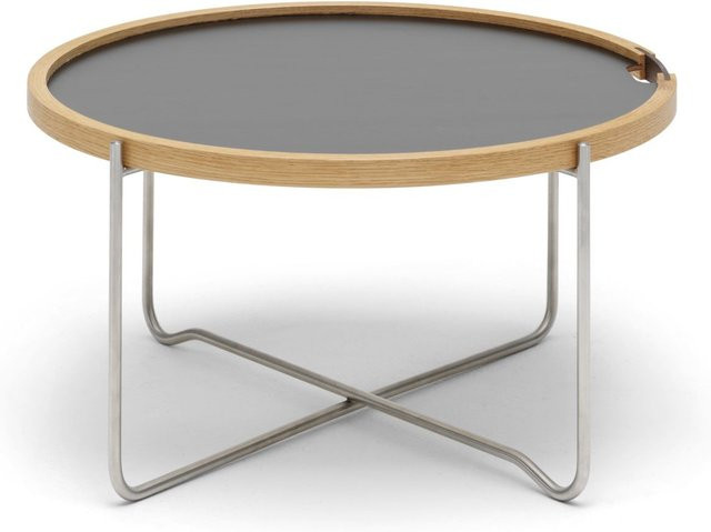Carl Hansen & Søn And Son Ch417 Tray Table mit X-Gestell und rundem Tisch in Eiche oder Walnuss - Bild 1