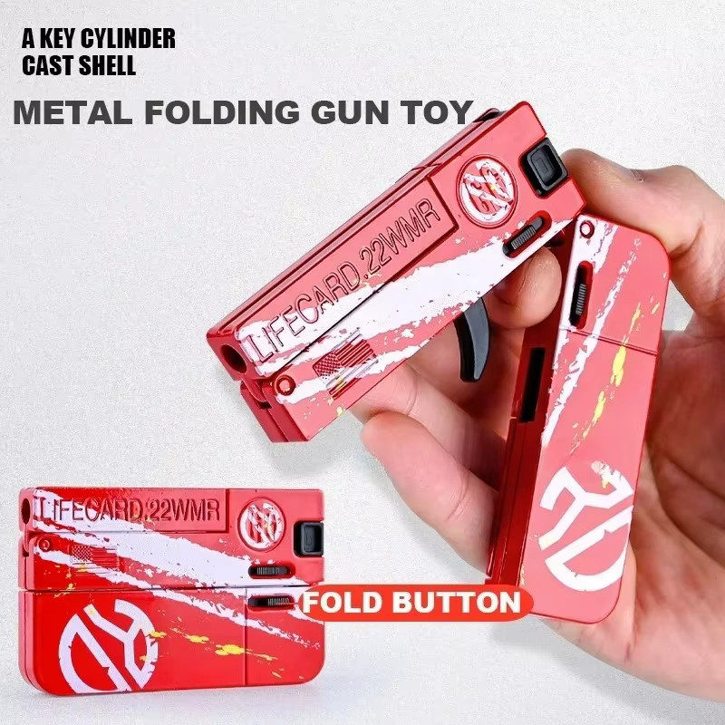 Lifecard Metall-Faltpistolen-Spielzeug, Pistole mit weichen Kugeln, Rot - Bild 1