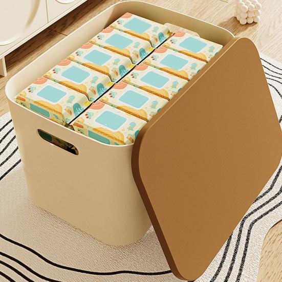 International Chic Aufbewahrungsbox mit Deckel und Griffloch, stapelbar und staubdicht, Organisationsbehälter für Make-up und Spielzeug, Größe L - Bild 2