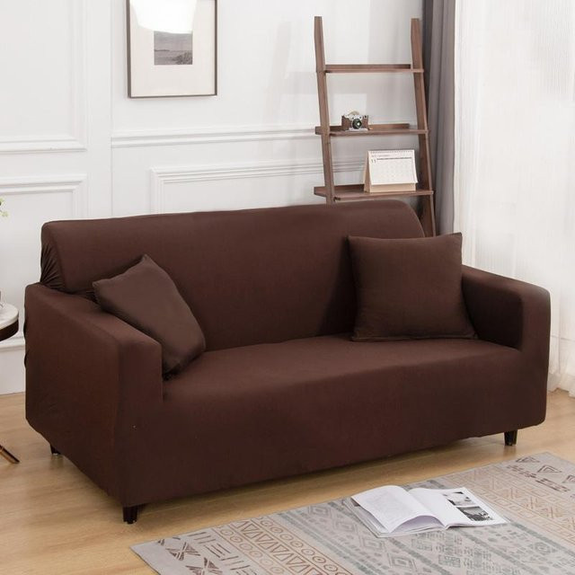 Elastischer Ecksofa-Bezug von Your Warm Home in Braun für 2-Sitzer Sofas, L-förmiger Schutzbezug aus Polyester und Elastan mit rutschfester Oberfläche - Bild 1