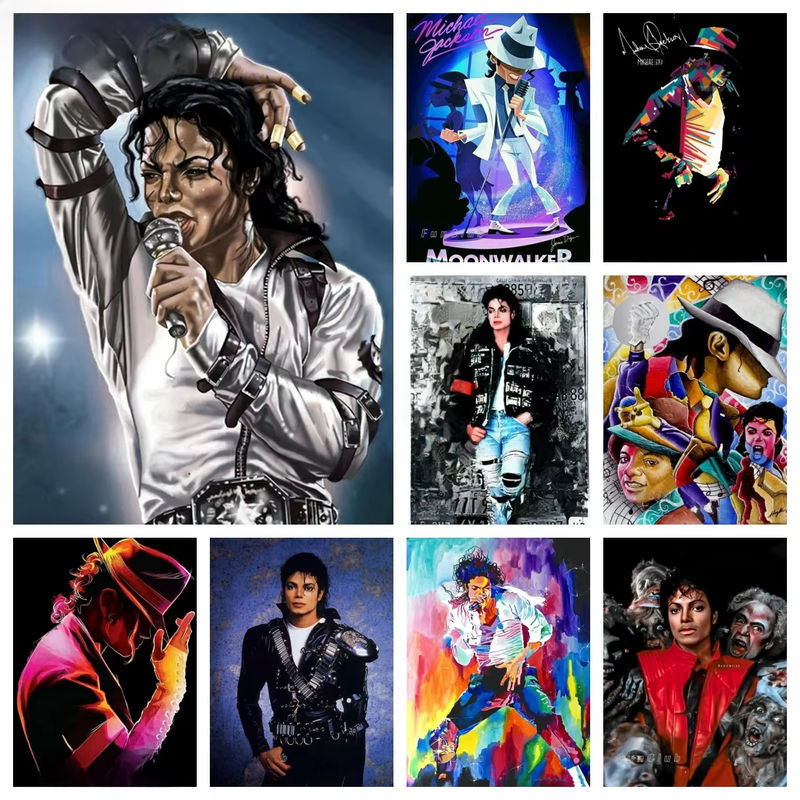 Potdemiel 5D-Diamant-Malerei-Set Michael Jackson King Of Pop, mehrfarbig, Wandmontage - Bild 3