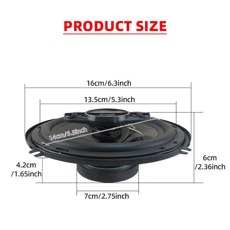 Q-PERTORS 2er-Set Koaxial-Autolautsprecher 6 Zoll 550W HiFi Full-Range Subwoofer in Schwarz - Bild 4