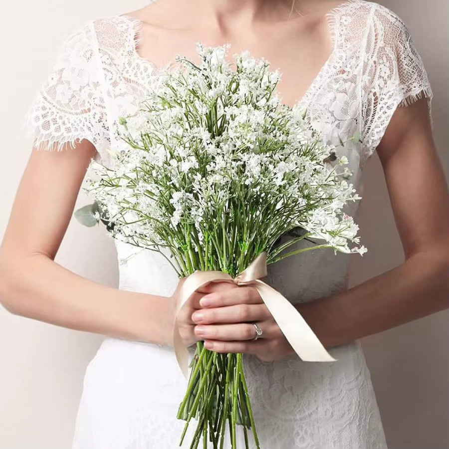 ZQCY Künstliche Gypsophila Blumen in Weiß für Hochzeit und Dekoration - Bild 3