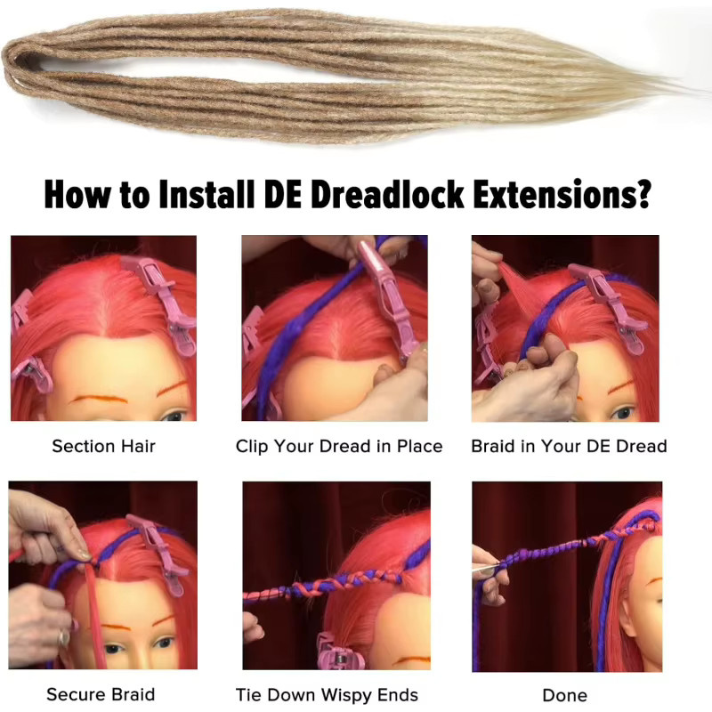 Suri Hair Dreadlock-Erweiterungen, 10-Stränge, synthetisch, Ombre Blonde, Damen - Bild 3