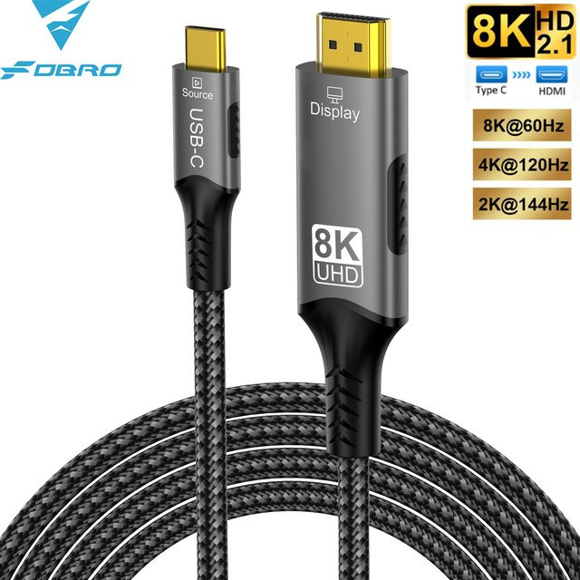 FDBRO USB C auf HDMI 2.1 Adapter Kabel für 8K, 4K@120Hz, HDR10+ und Dolby Vision mit 32,4 Gbit/s für MacBook Pro, M1, M2, Laptop und Tablet - Bild 1