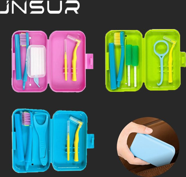 JNSUR Kieferorthopädisches Zahnbürsten-Set mit Interdentalbürste, Zungenschaber, Aligner-Kauen, Relief-Wachs und Haken - Bild 1