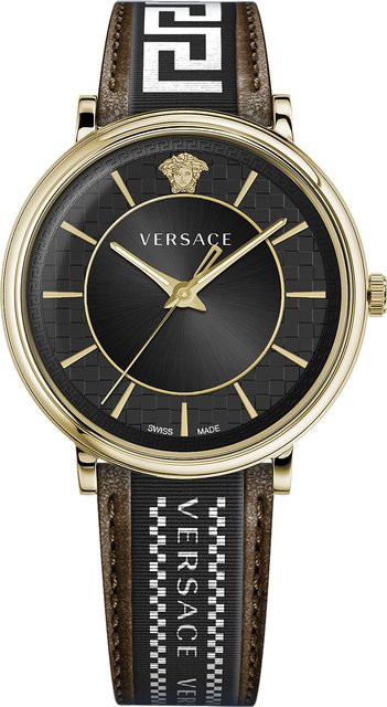 Versace Herrenuhr, Quarz, Edelstahl, 42 mm, Leder, Schwarz, 5 ATM - Bild 1