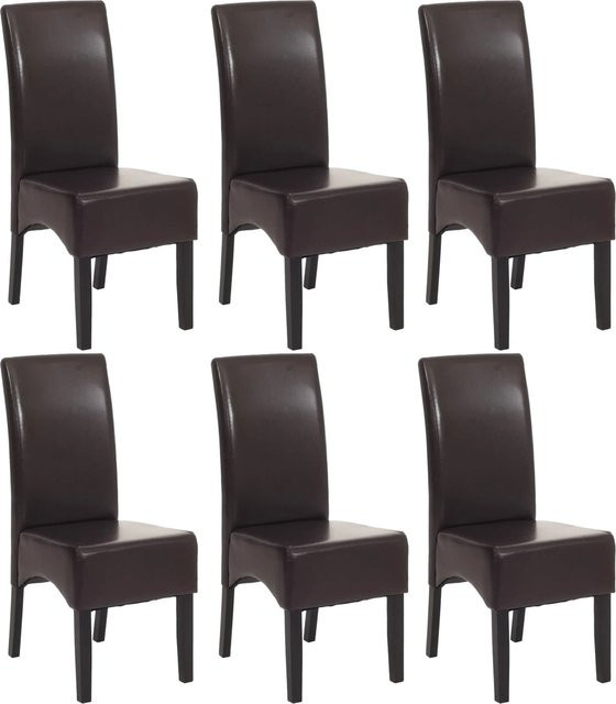 CHEFGASTRO Esszimmerstuhl 6er-Set aus Kunstleder in Braun mit Buchenholzbeinen, B/T/H: 90 x 43 x 56 cm, Sitzhöhe: 45 cm - Bild 1
