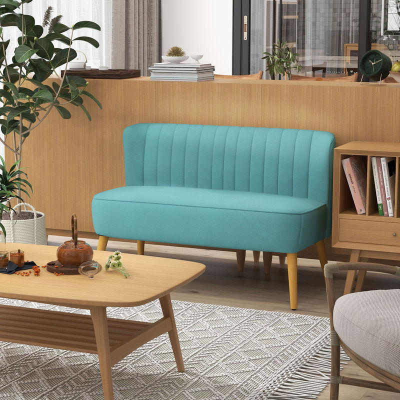 HOMCOM 2 Sitzer Sofa Modernes Polstersofa mit Samt-Optik in Grün, B/T/H: 117 x 56,5 x 77 cm - Bild 2