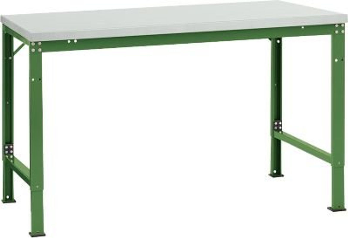Manuflex Grundtisch UNIVERSAL Spezial höhenverstellbar in Melamin lichtgrau und resedegrün, B: 150 cm, T: 100 cm - Bild 2