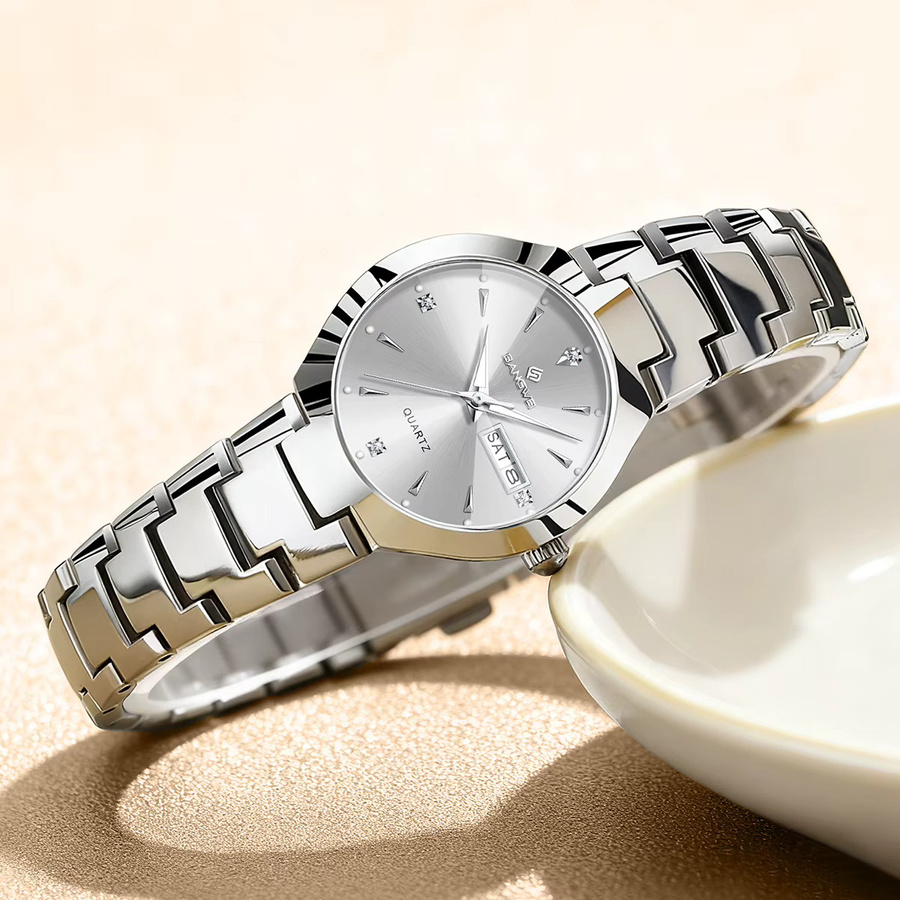 BANGWEI Armbanduhr Quarz, Edelstahl, Silber, Damen, Wochenkalender - Bild 3