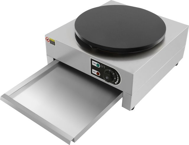 Sweetmile Elektrischer Crêpe-Maker mit 3000 W und antihaftbeschichteter Grillplatte, Silber, Durchmesser: 40 cm - Bild 1