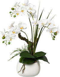 Weiße Kunst-Orchidee in Keramiktopf, Höhe: 46 cm - Bild 1