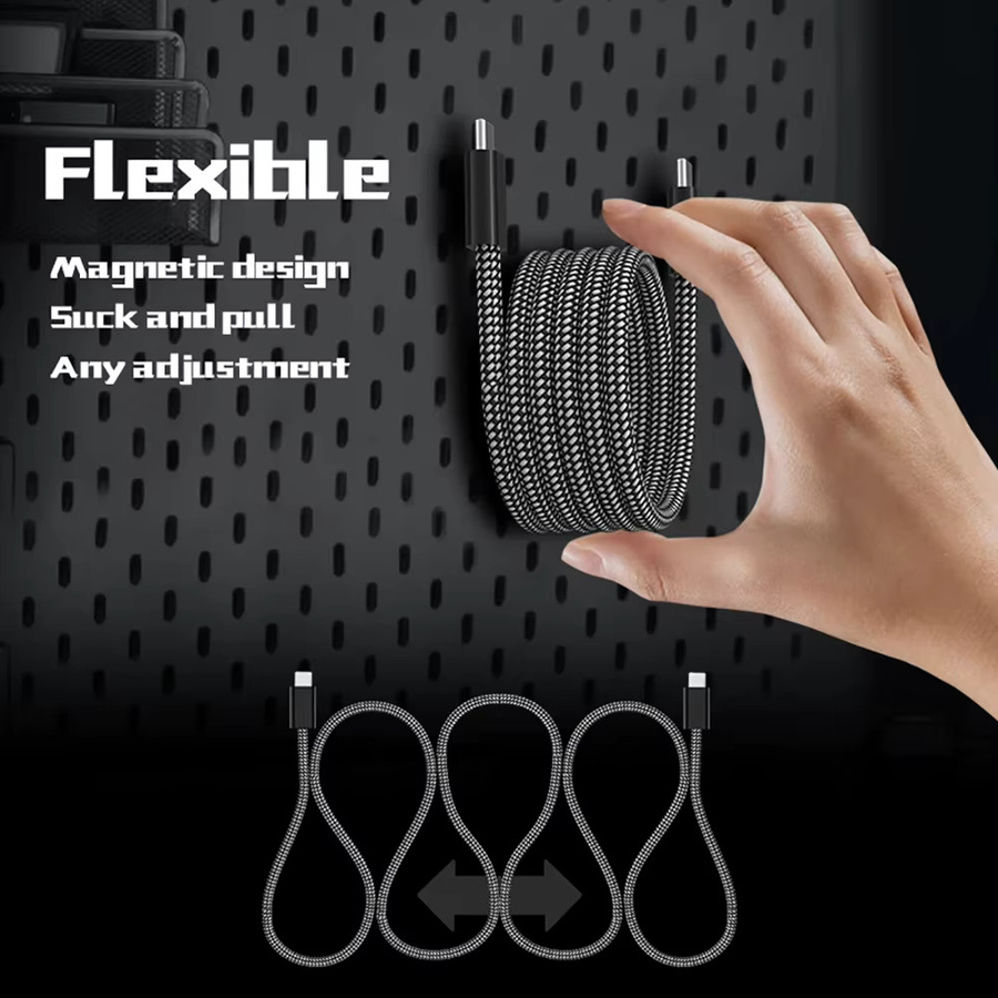 ILEPO Magnetisches USB-C auf USB-C Schnellladekabel 100 W und USB-A auf USB-C Datenladekabel in Schwarz - Bild 2