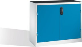 C+P Schwerlast-Beistellschrank mit Drehtüren und 1 Boden, Korpus Lichtgrau und Front Lichtblau, H: 100 cm, B: 120 cm, T: 50 cm - Bild 1