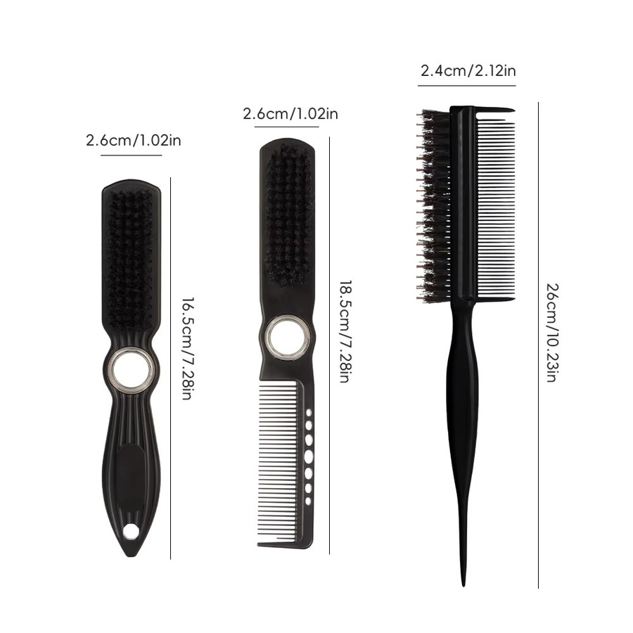 Haarkamm-Set für Herren, Effilierkamm, Ölkamm, Spitzbürste - Bild 4