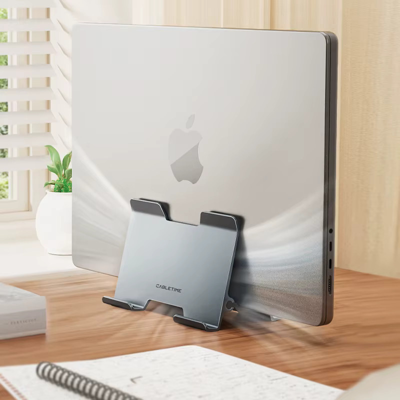 CABLETIME Vertikaler Laptop-Ständer aus Aluminiumlegierung in Silber für MacBook Pro, Surface, HP und Dell - Bild 4