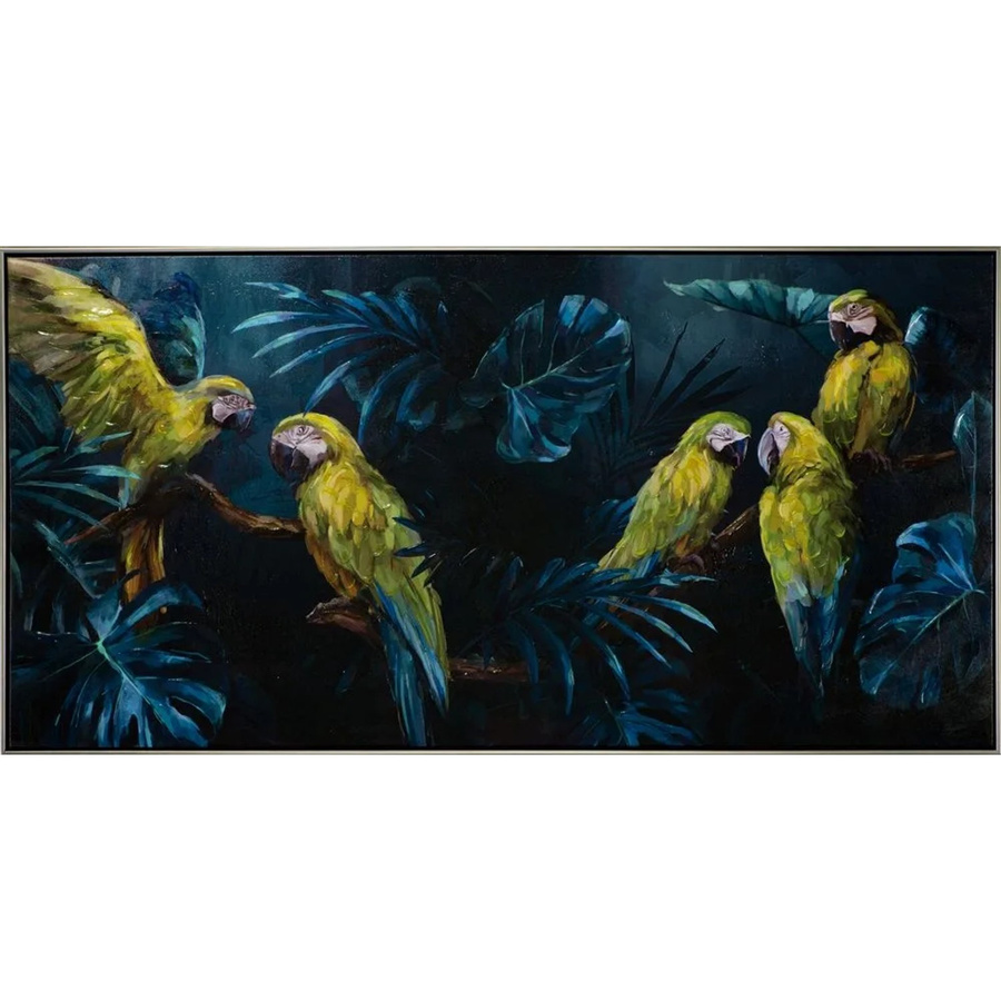 Art Universe Leinwandbild Papageien im blauen Dschungel, modernes Wandbild mit Naturmotiv, B/H: 72 x 142 cm - Bild 2