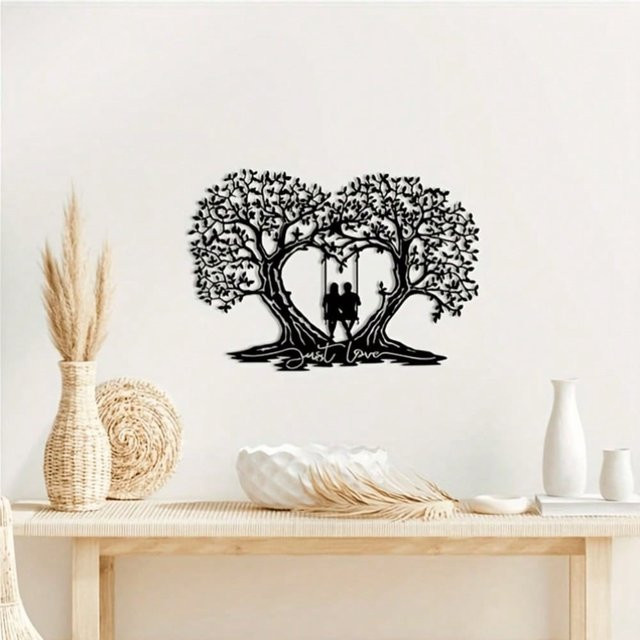 CIFBUY Wandkunst aus schwarzem Metall mit floralem Blätterdesign im modernen Stil - Bild 1