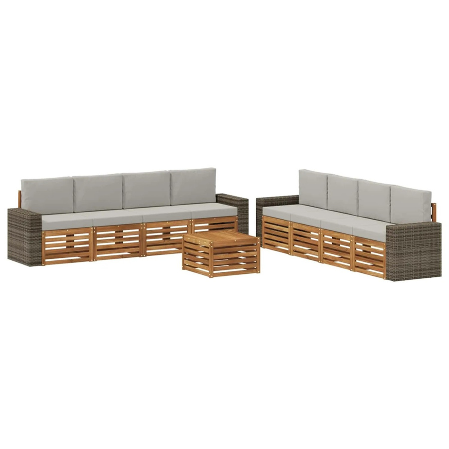 vidaXL Sofagarnitur aus Massivholz Akazie mit 9 Kissen im modernen Latten-Design - Bild 2