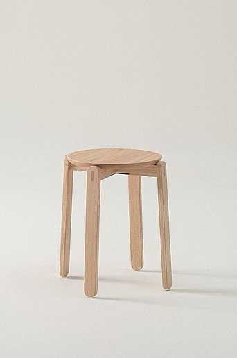 Jotex Hocker MALDEN in Beige und Eiche mit skandinavischem Design, B/T/H: 45,0 x 41,0 x 41,0 cm - Bild 1